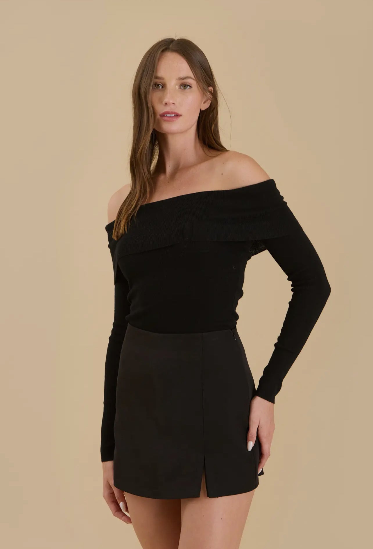 Off the shoulder black sweater