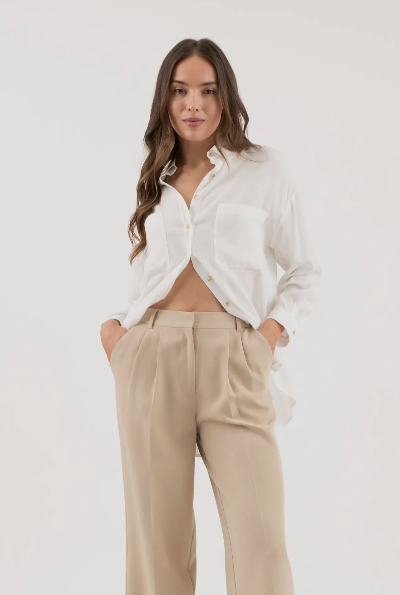OVERSIDED WHITE BUTTON UP
