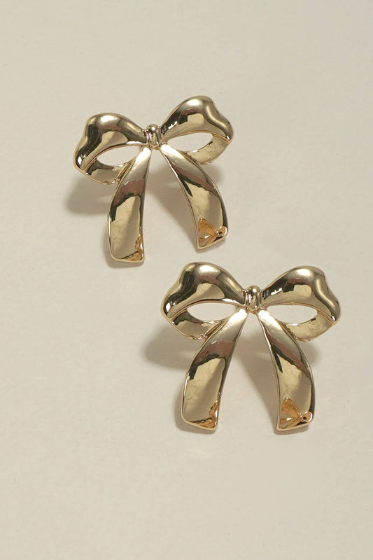 GOLD BOW STUD EARRINGS