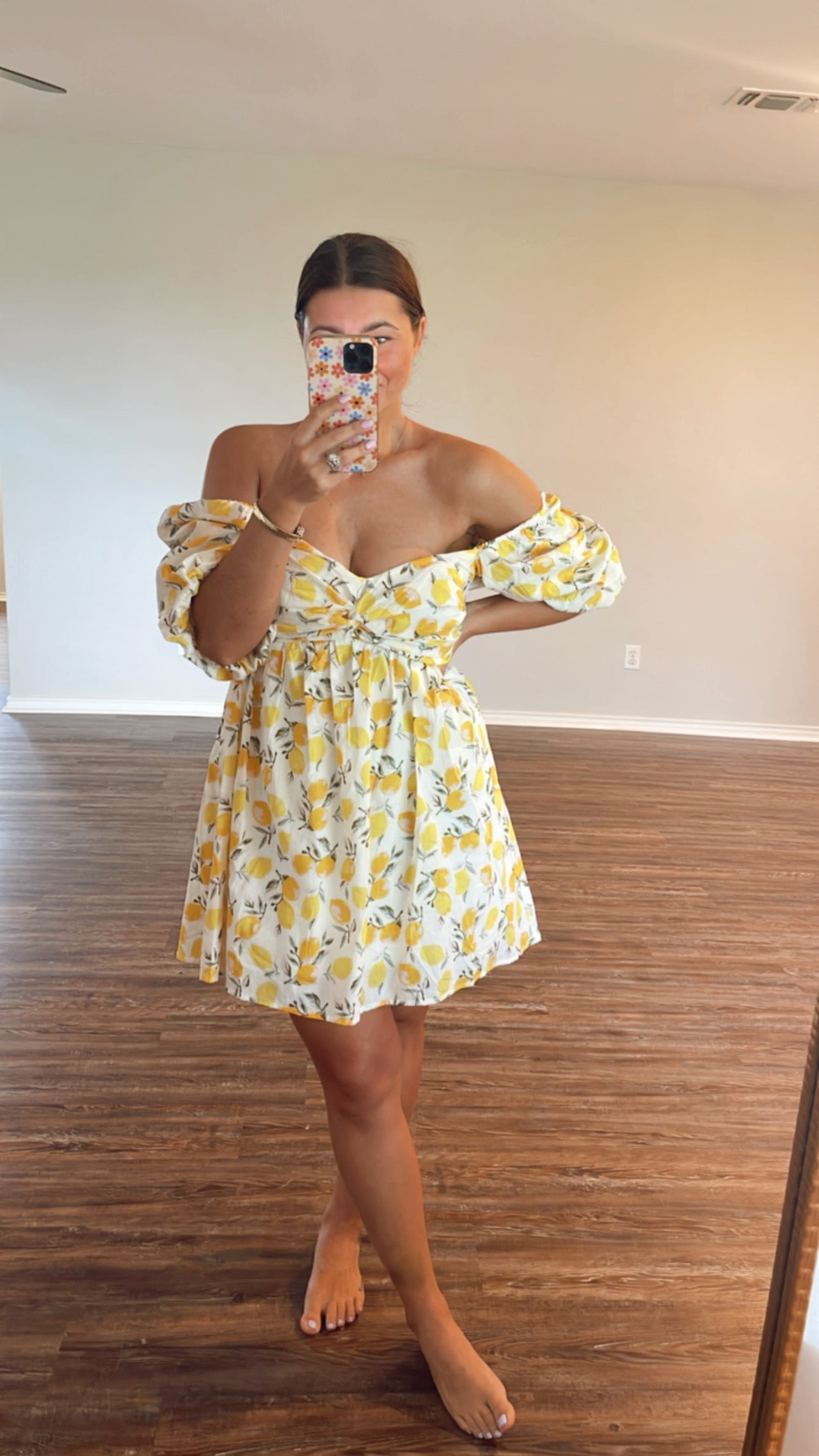 YELLOW LEMONS MINI DRESS