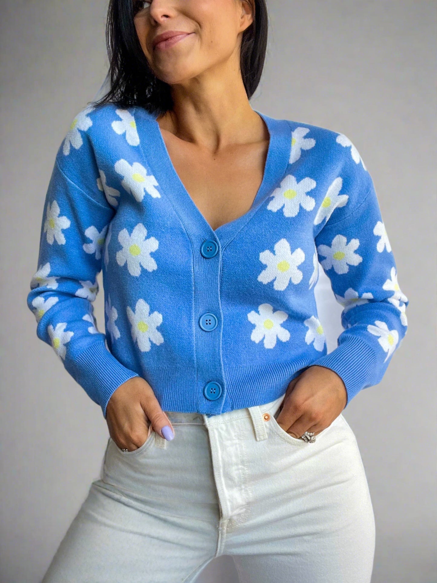 BLUE FLORAL CARDIGAN