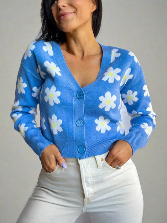 BLUE FLORAL CARDIGAN