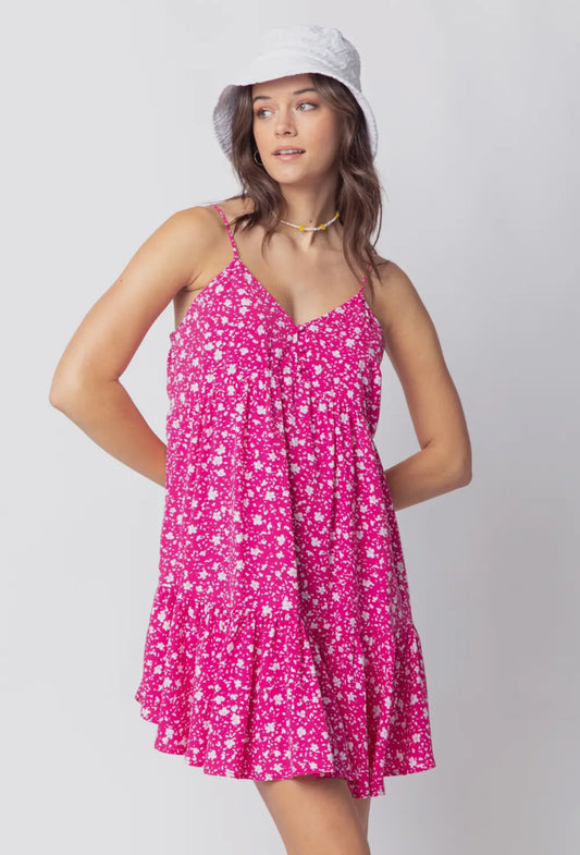 PINK RUFFLED CAMI DRESS