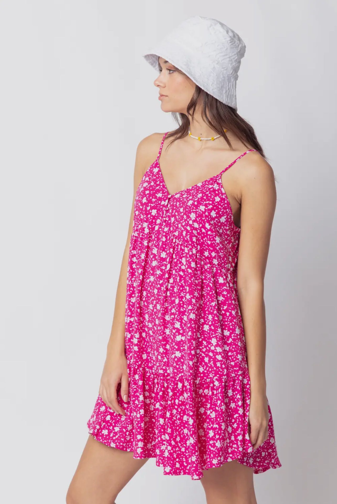 PINK RUFFLED CAMI DRESS